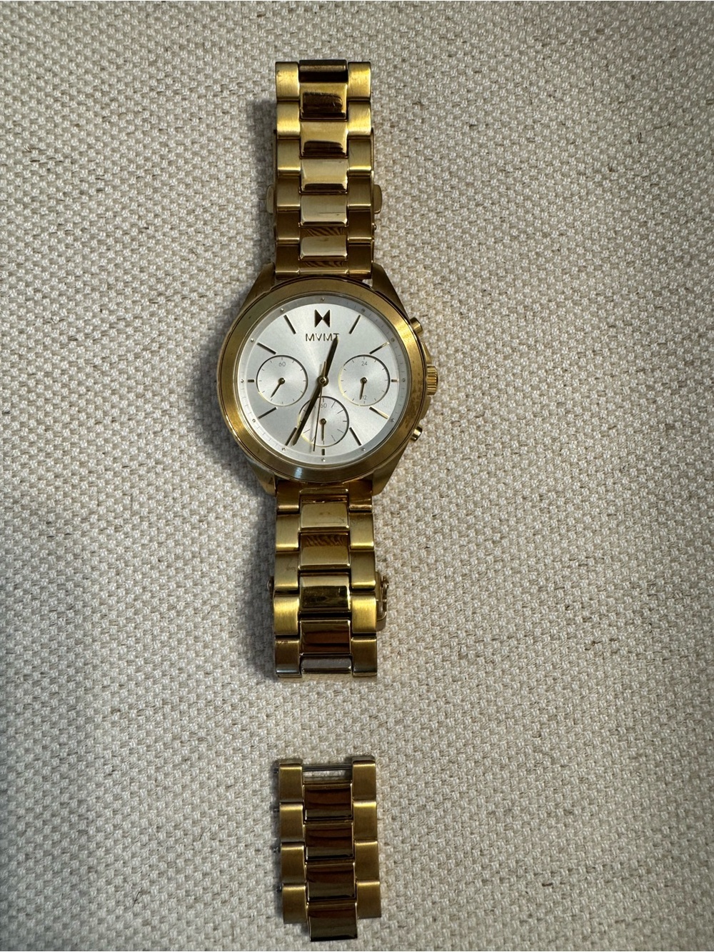 MVMT Sport Luxe Getaway Chronograph Watch Gold Tone Stainless Steel Watch